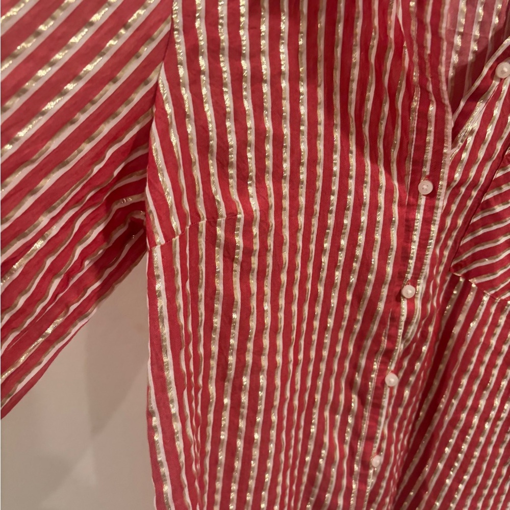 Tommy Hilfiger Red and White Striped Button-Down Shirt - Picture 7 of 7